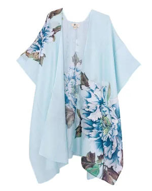 JC062645 Aqua-Multi Peony Kimono