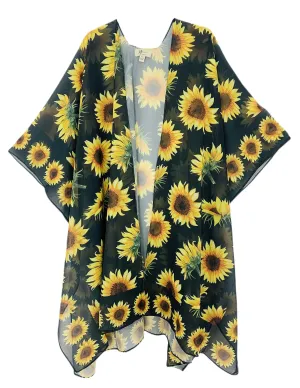 JC070921 Border Accent Sunflowers Kimono