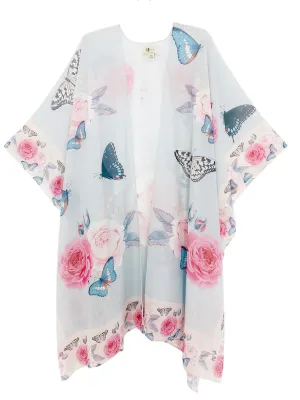 JC070939 Vintage Rose & Butterfly Kimono