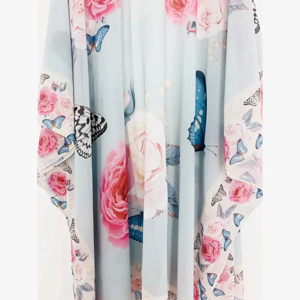 JC070939 Vintage Rose & Butterfly Kimono