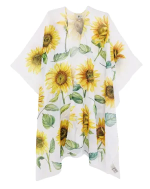 JC070946-W White-Yellow Sunflower Kimono