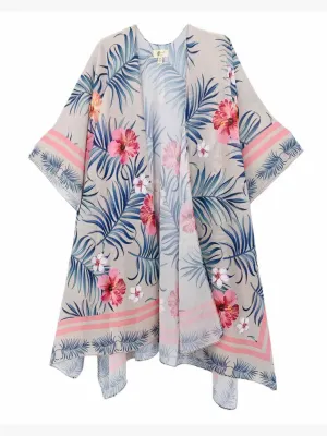 JC070969 Pink-Blue Tropical Kimono