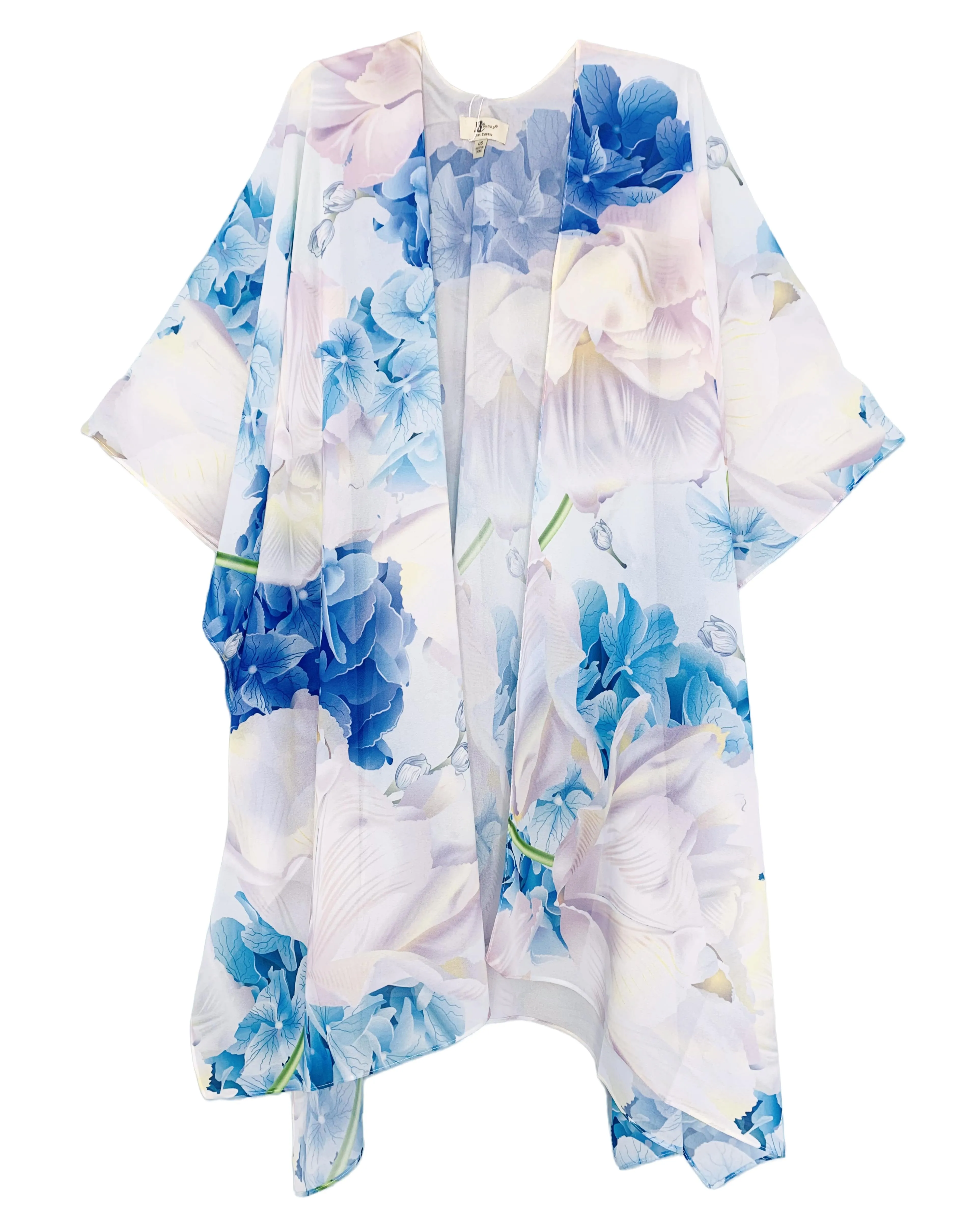 JC071007 Blue-Pink Floral Kimono