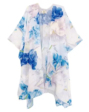 JC071007 Blue-Pink Floral Kimono