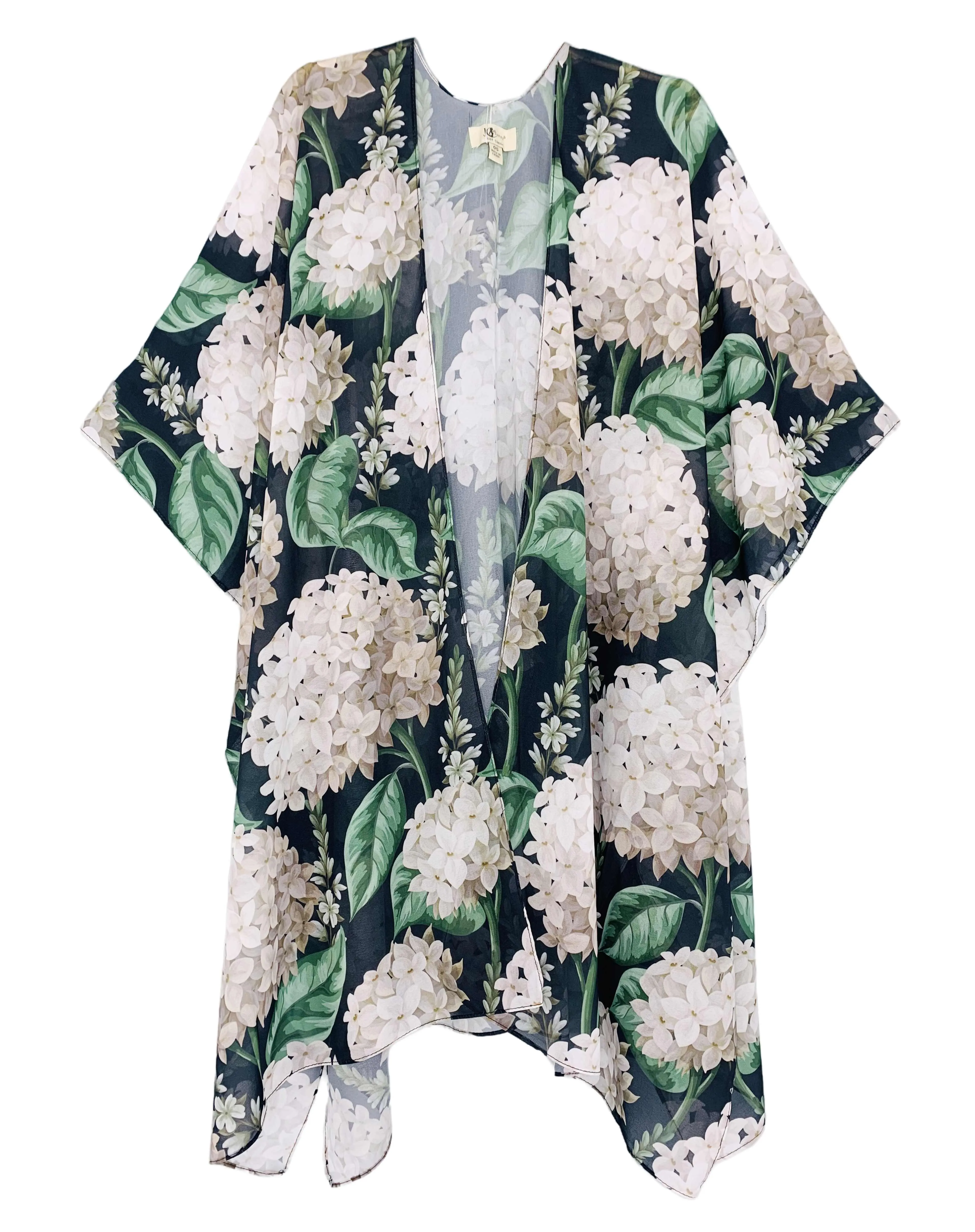 JC071009 Beige-Green hydrangea Kimono