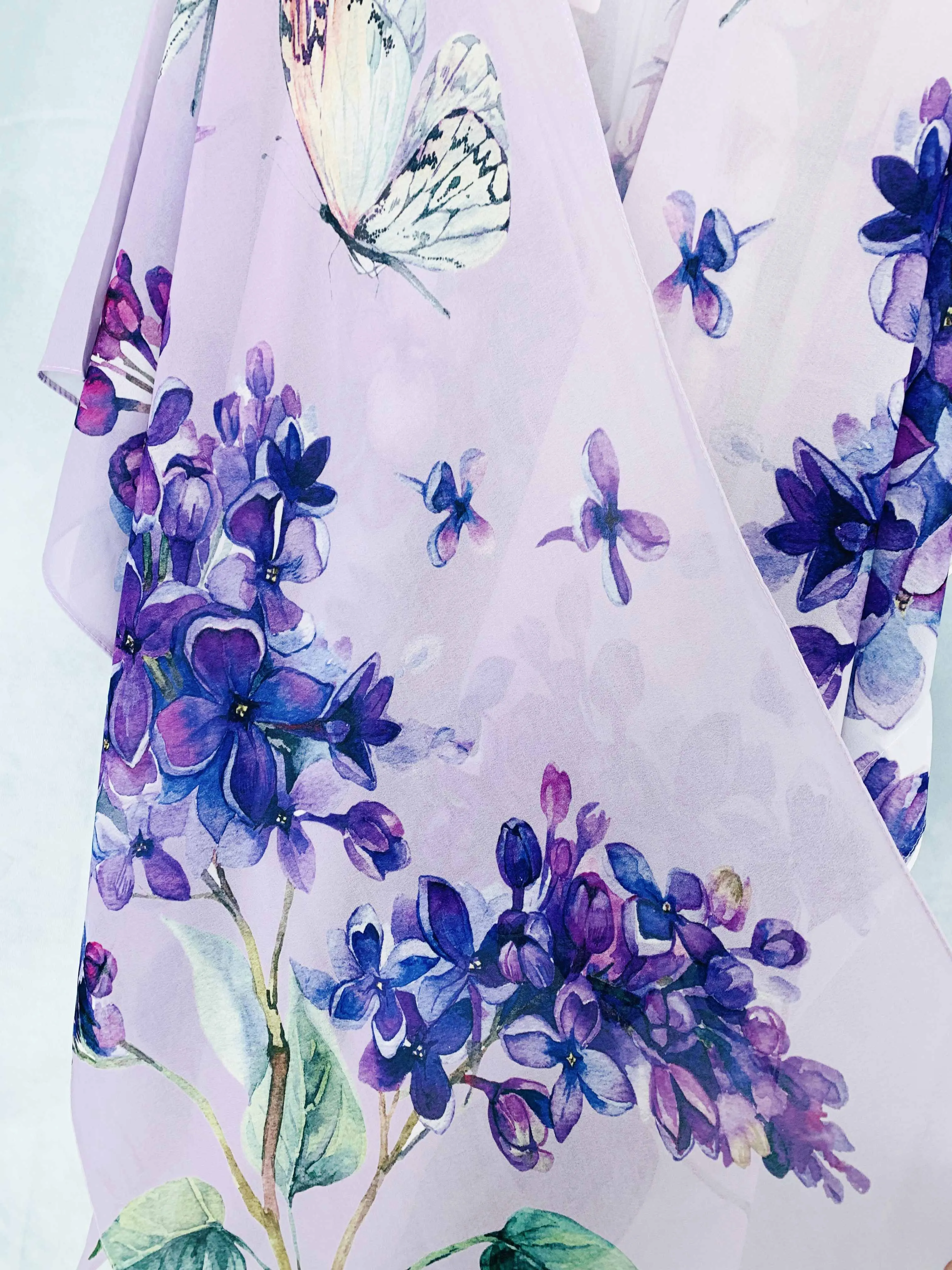 JC071018 Purple Floral & Butterfly Kimono