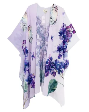 JC071018 Purple Floral & Butterfly Kimono