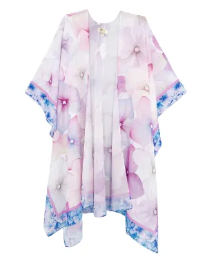 JC071032 Blue-Border-Pink Floral Kimono