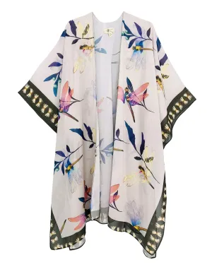 JC071035 Taupe-Multi Dragonfly Border-Accent Kimono