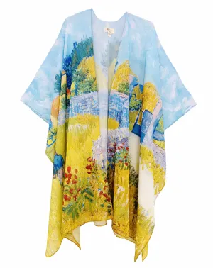 JC071039 Yellow-Blue Country Road Kimono