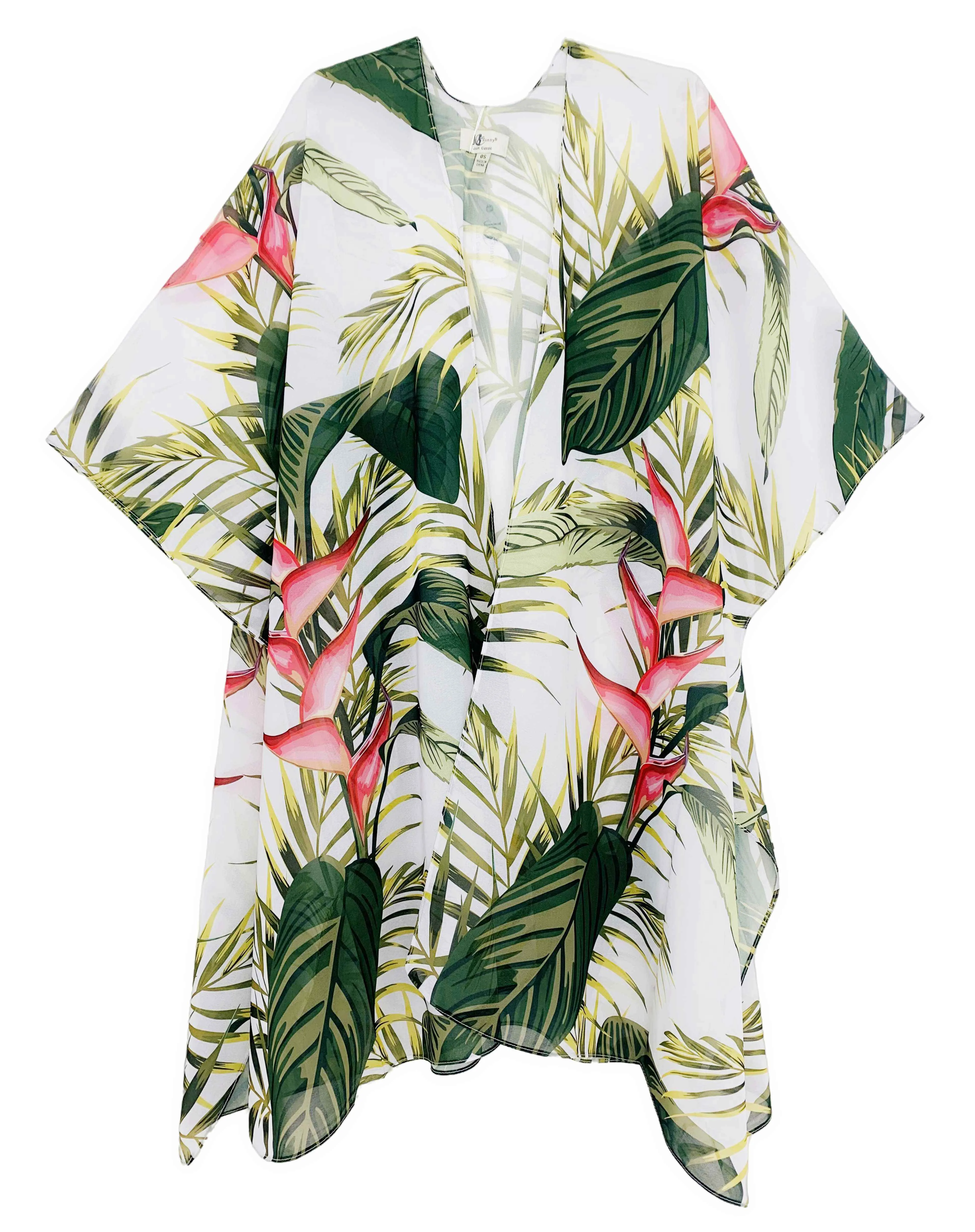 JC071056 Green-Coral The Bird Of Paradise Kimono