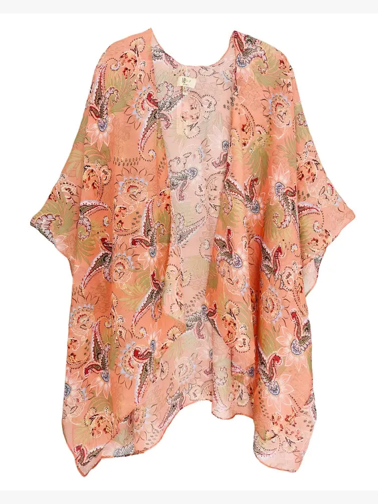 JC071232 Short Style Paisley Floral Kimono