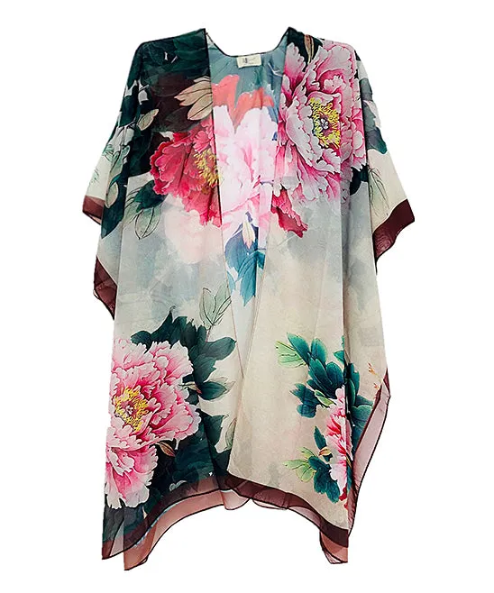 JC081123 Peony Floral Kimono Cover-up