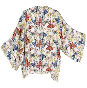 JC083378-3 White-Multi Sleeve-Detailed Butterfly Kimono