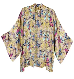 JC083378-4 Taupe-Multi Sleeve-Detailed Butterfly Kimono