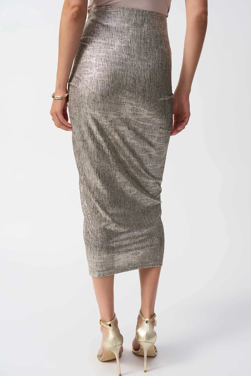 Joseph Ribkoff Foiled Knit Draped Pencil Skirt