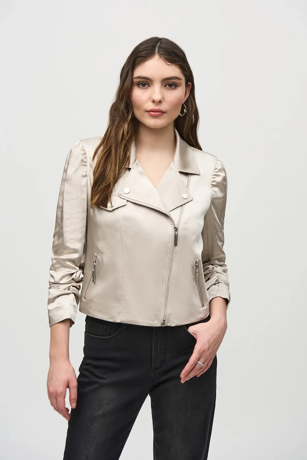 JOSEPH RIBKOFF| SATIN MOTO JACKET 244903