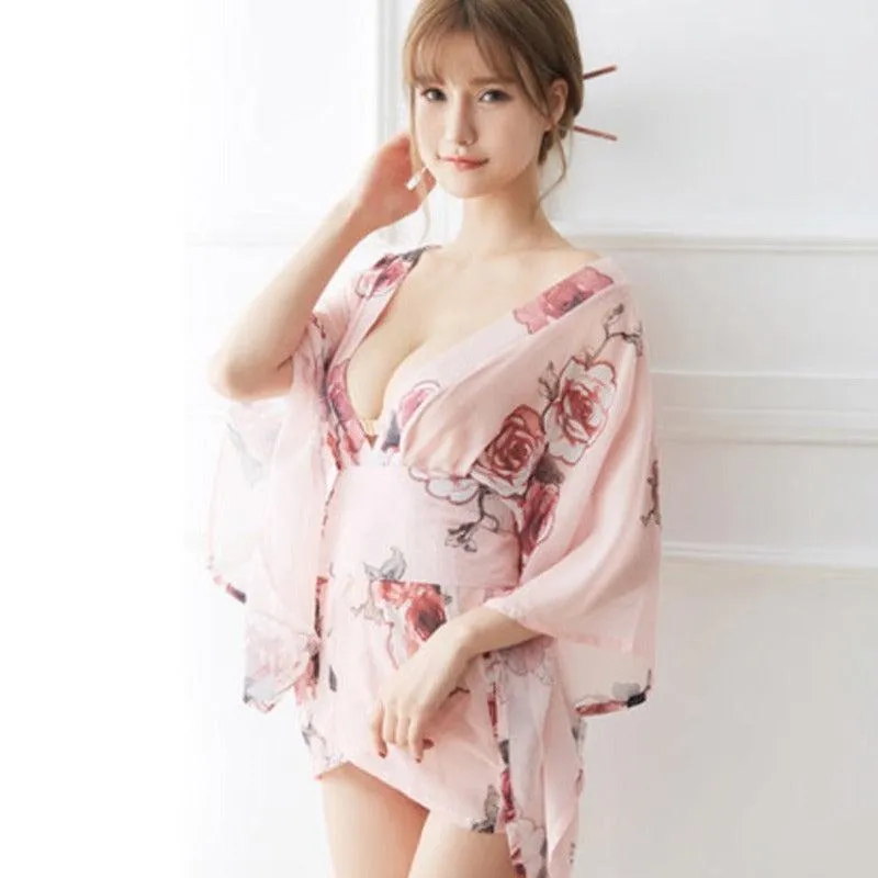 Kimono Femme Court Fleuri