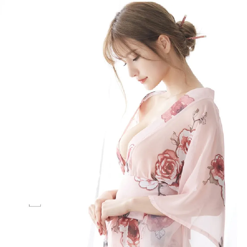 Kimono Femme Court Fleuri