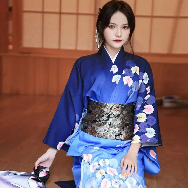 Kimono Japonais Femme Bleu