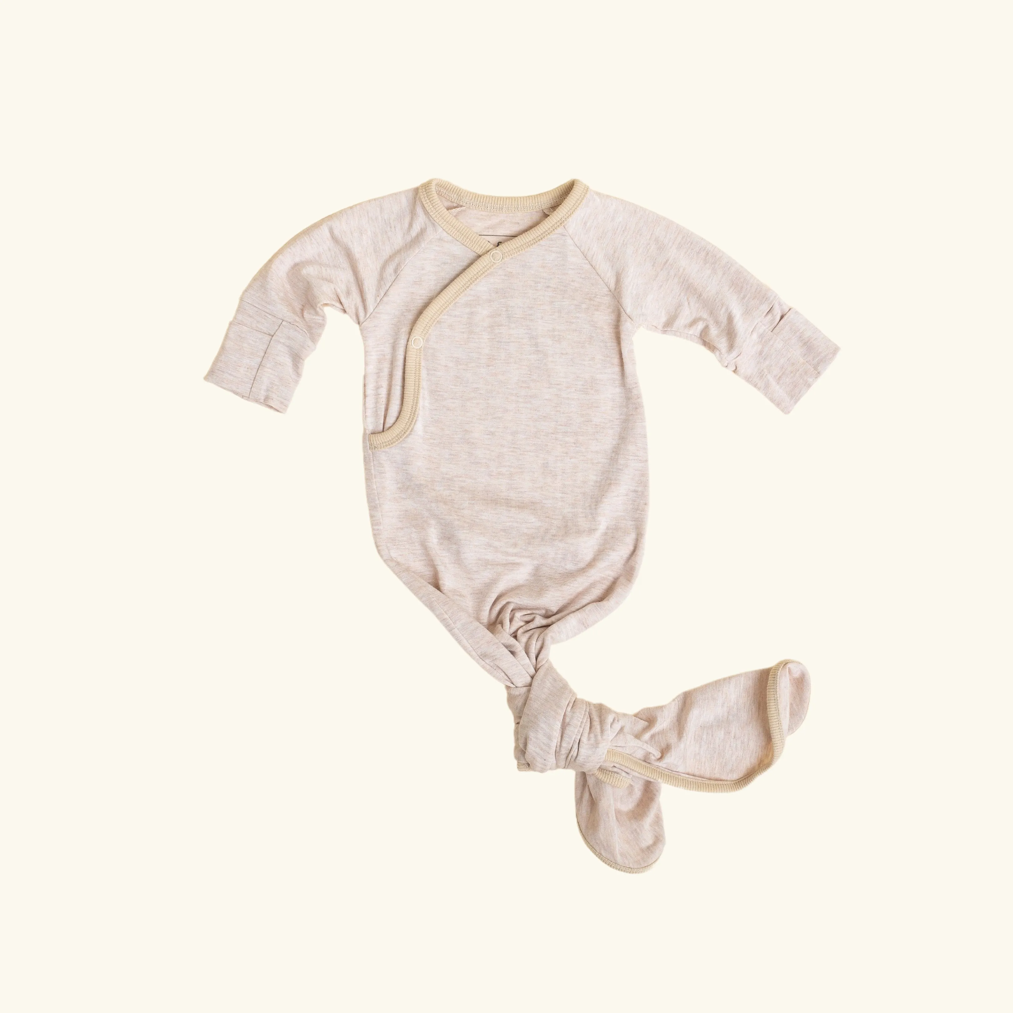 Kimono Knotted Baby Gown - Bamboo Long Sleeve - Oat