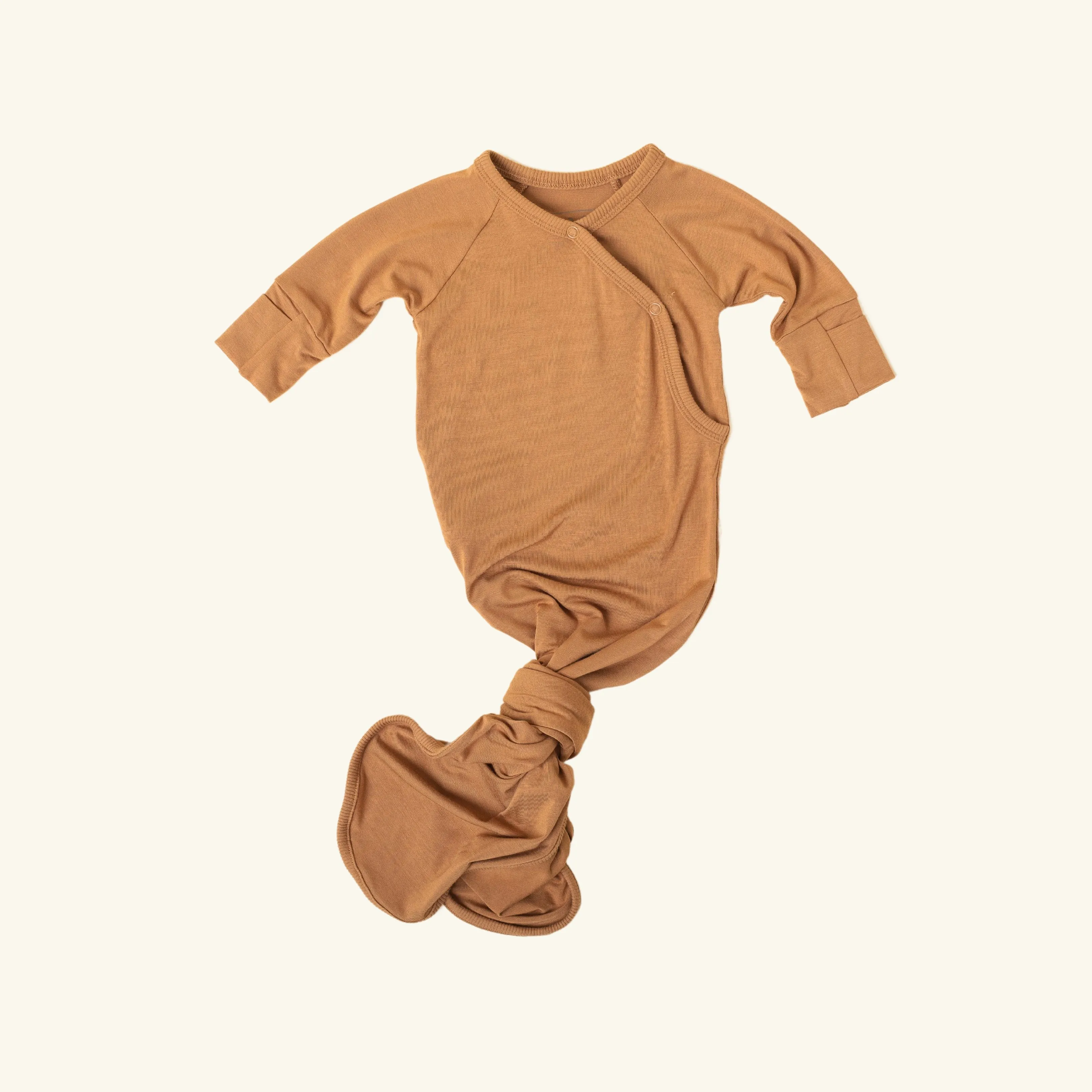 Kimono Knotted Baby Gown - Bamboo Long Sleeve - Toffee