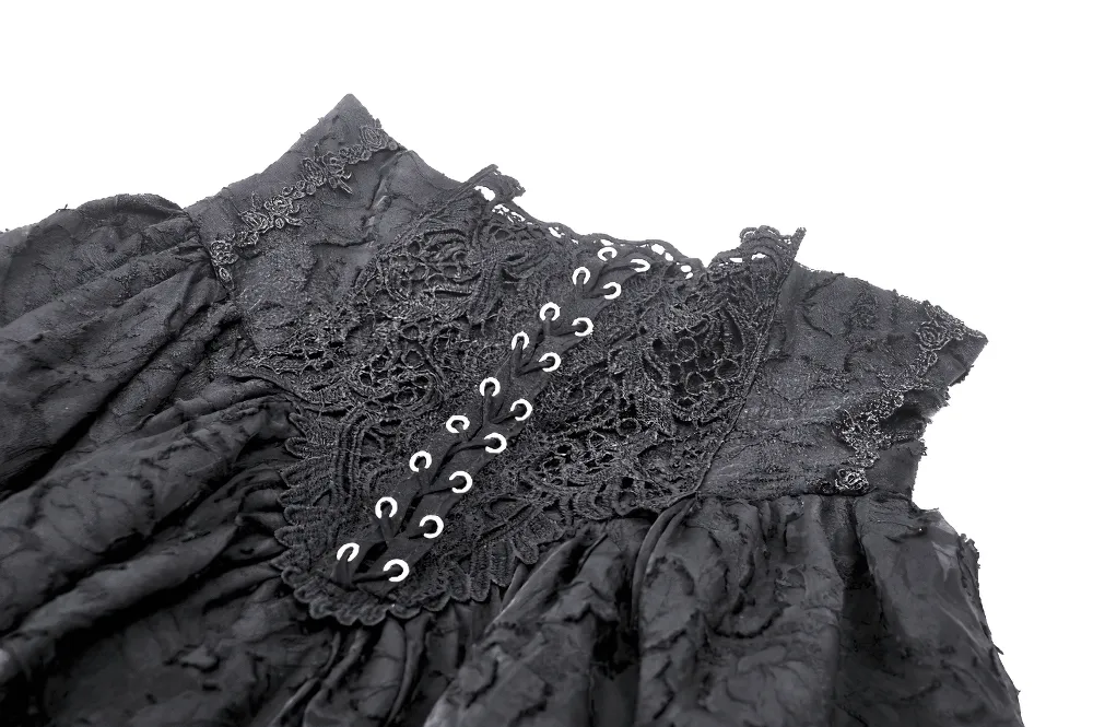 Lace Trim Gothic Layered Skirt with Buckle Detail