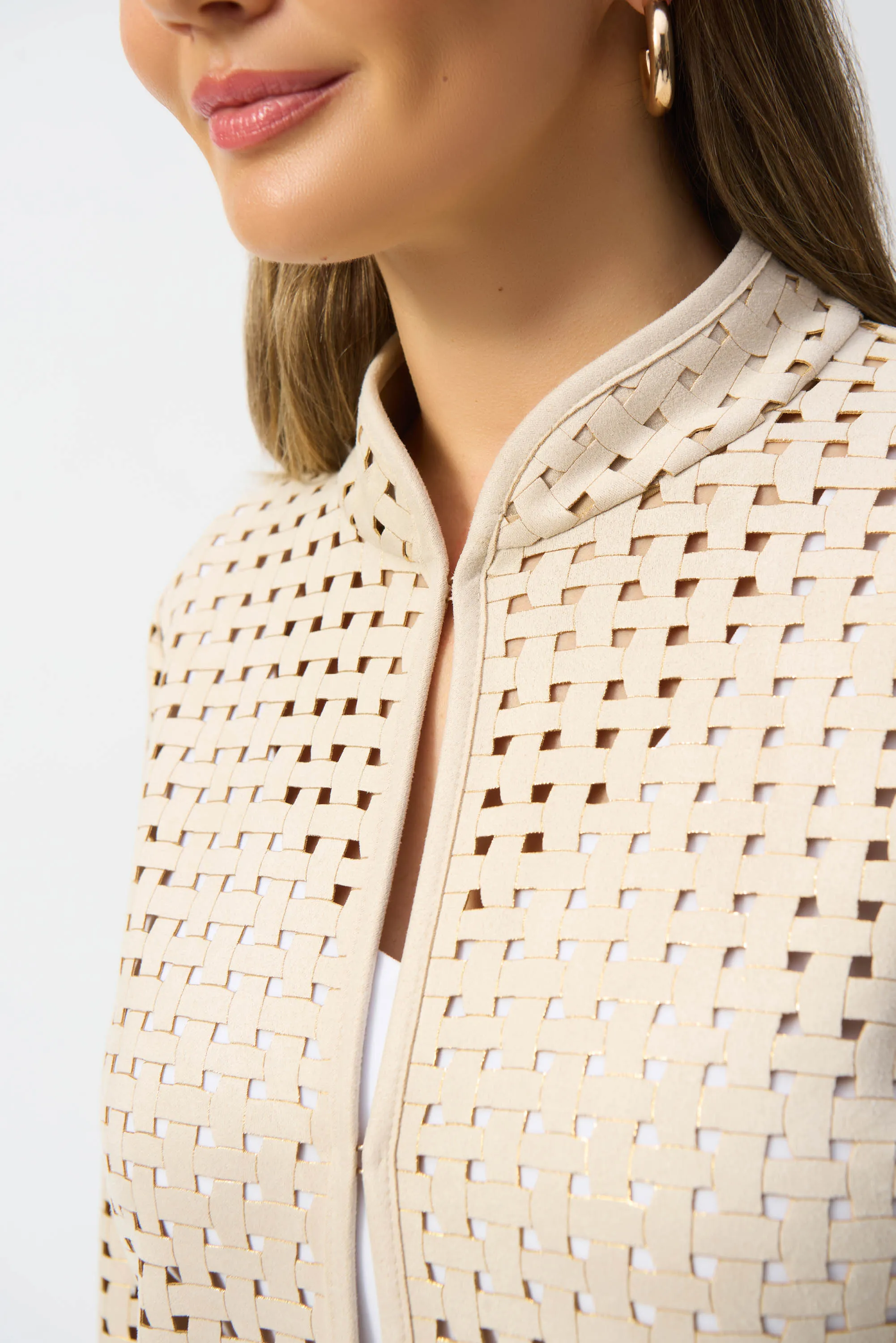 LASER CUT WOVEN SUEDE JACKET