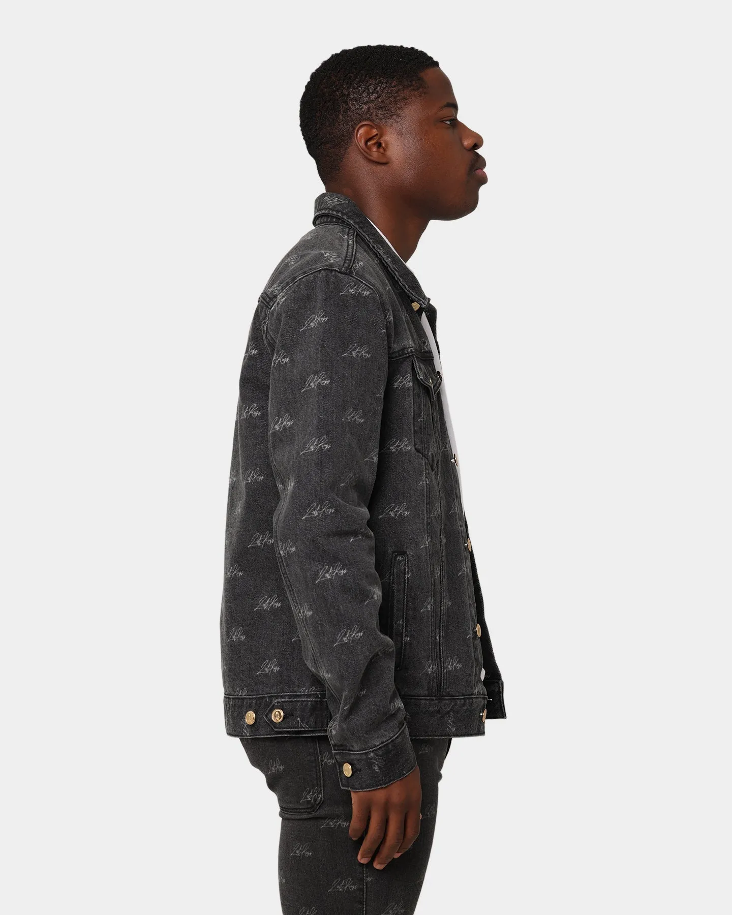 Last Kings Lasered Denim Jacket Black