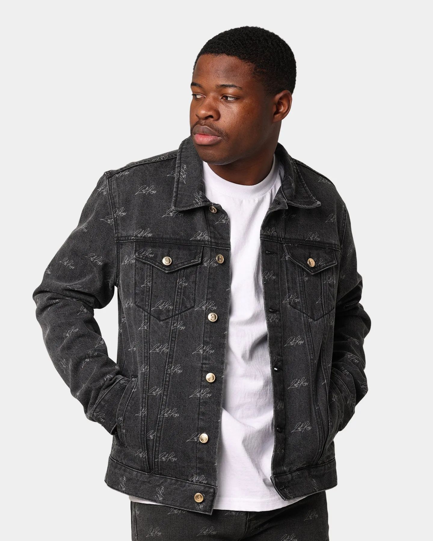 Last Kings Lasered Denim Jacket Black