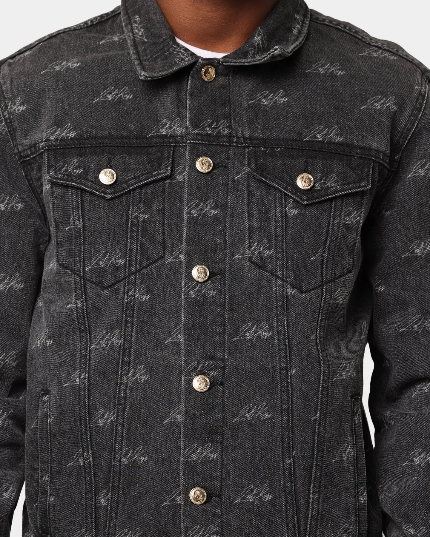 Last Kings Lasered Denim Jacket Black