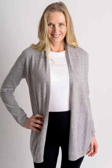 Lemonwood Rolled Collar Cardigan | Charcoal   Creme Brulee