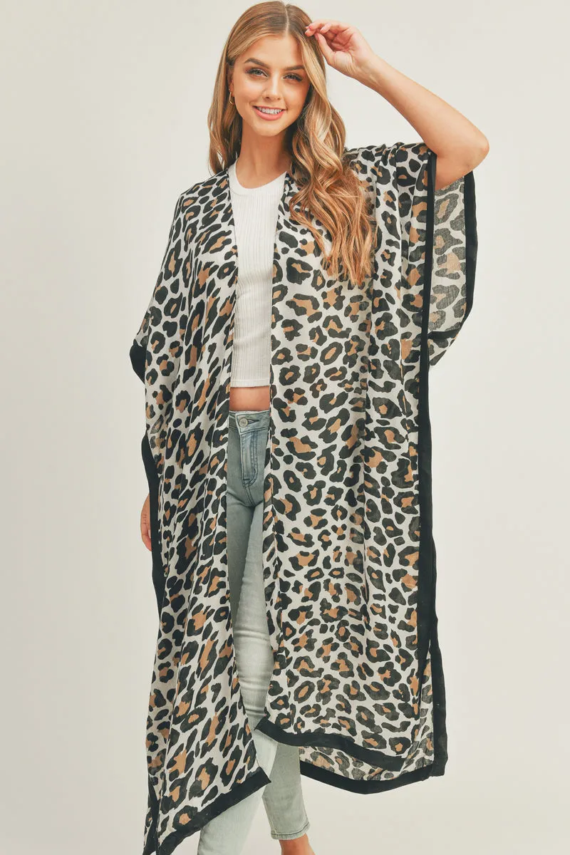 Leopard Print Long Kimono