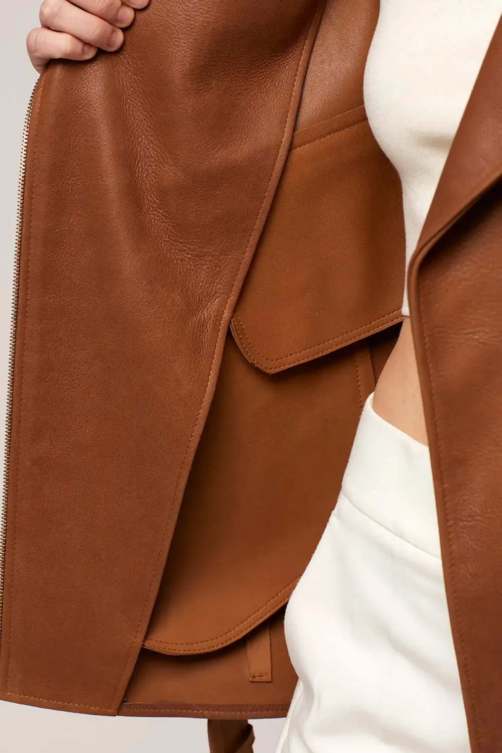 Light brown leather jacket women