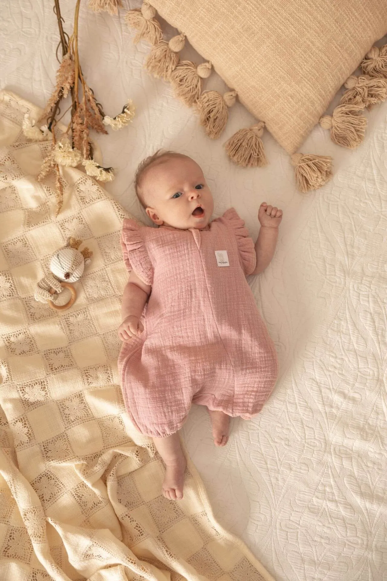 Light Muslin Summer Romper LinenLook - Rose