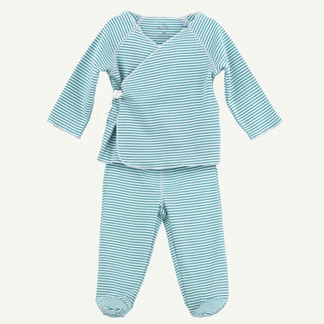 Light Teal Mini Stripe 2-Piece Kimono Set