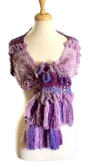 LILAC SPRING LEAVES SCARF (Ready Made)