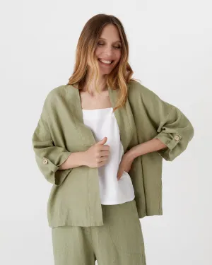 Linen kimono jacket BANOS in Sage