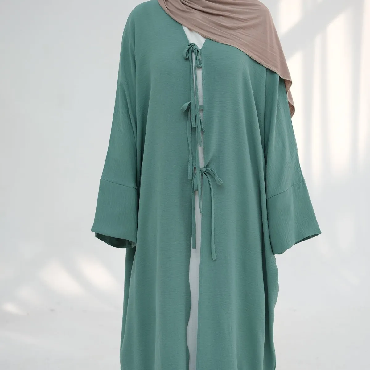 Loose Lace-Up Kimono Open Abaya (MOA107)