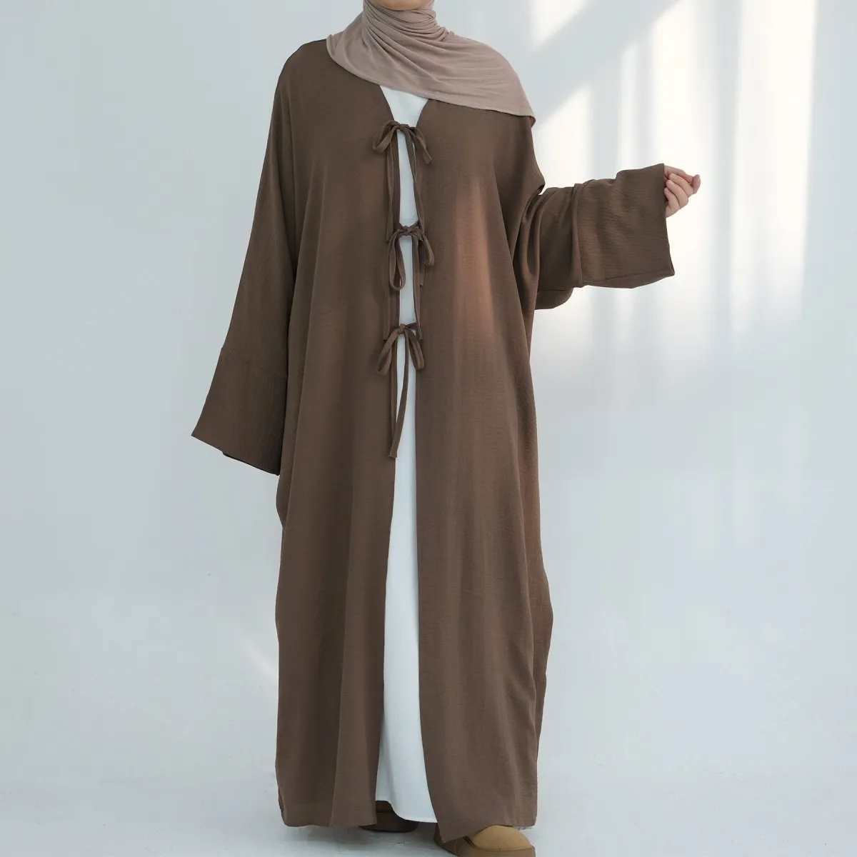 Loose Lace-Up Kimono Open Abaya (MOA107)