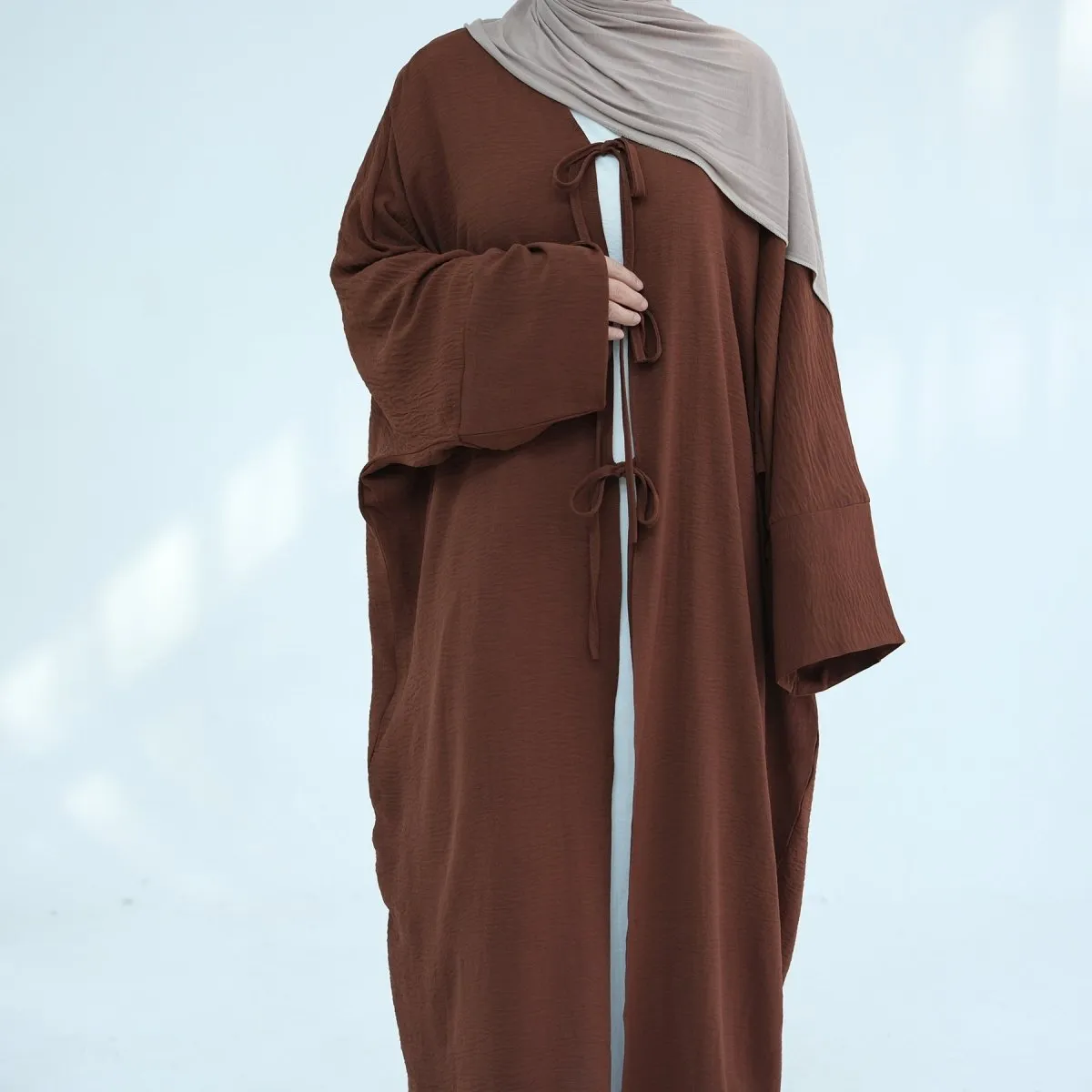 Loose Lace-Up Kimono Open Abaya (MOA107)