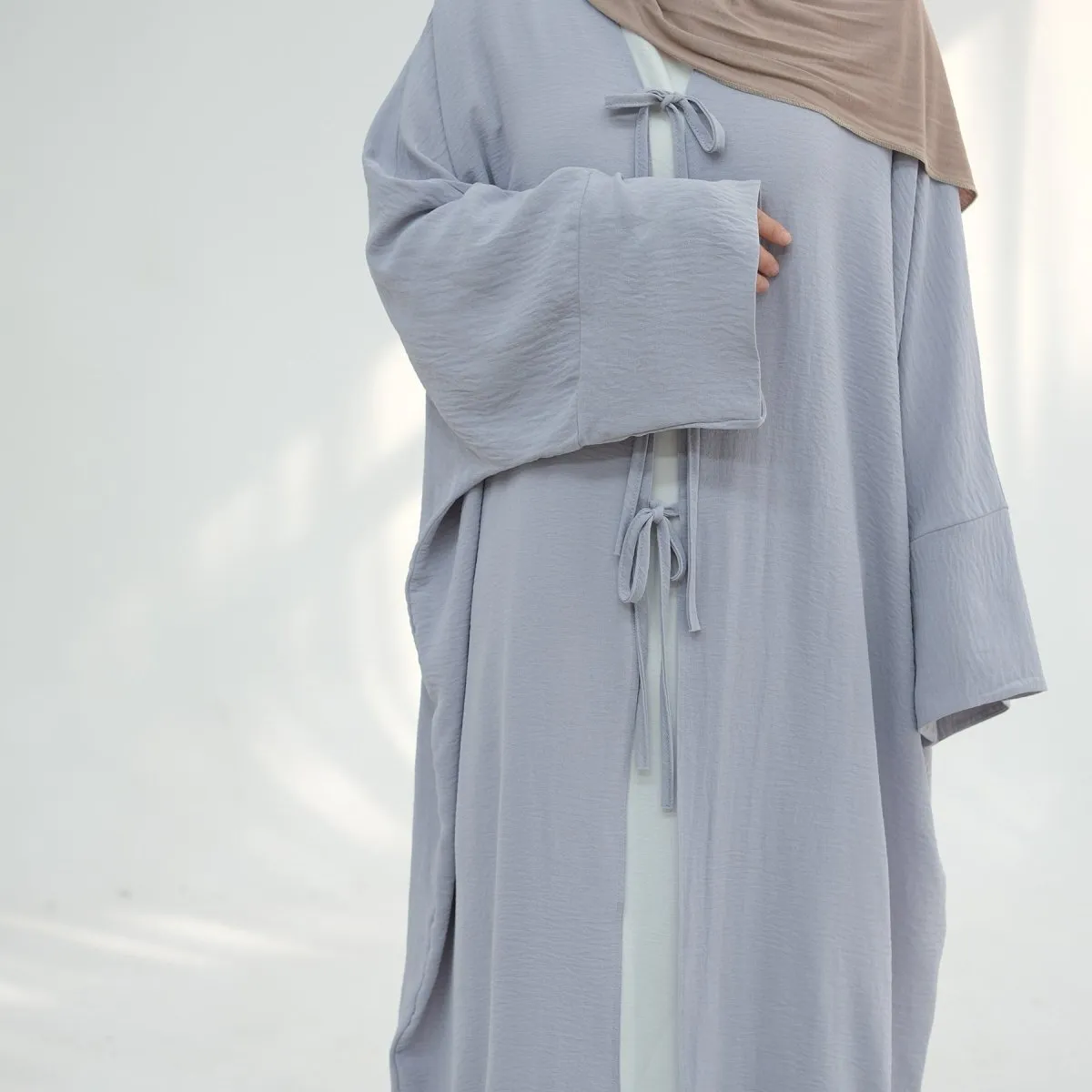 Loose Lace-Up Kimono Open Abaya (MOA107)