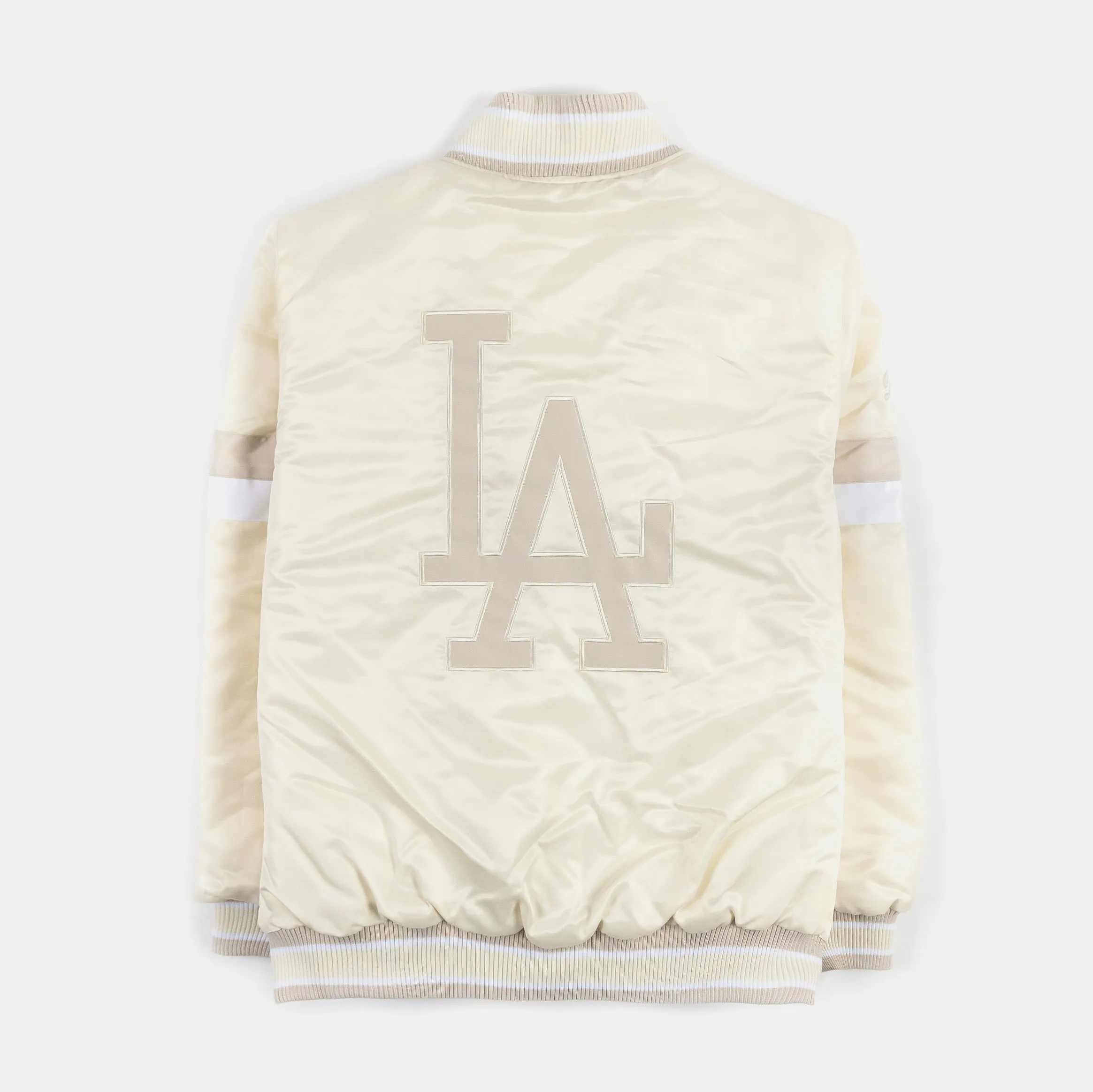 Los Angeles Dodgers Home Game Pearl Satin Varsity Mens Jacket (Pearl)