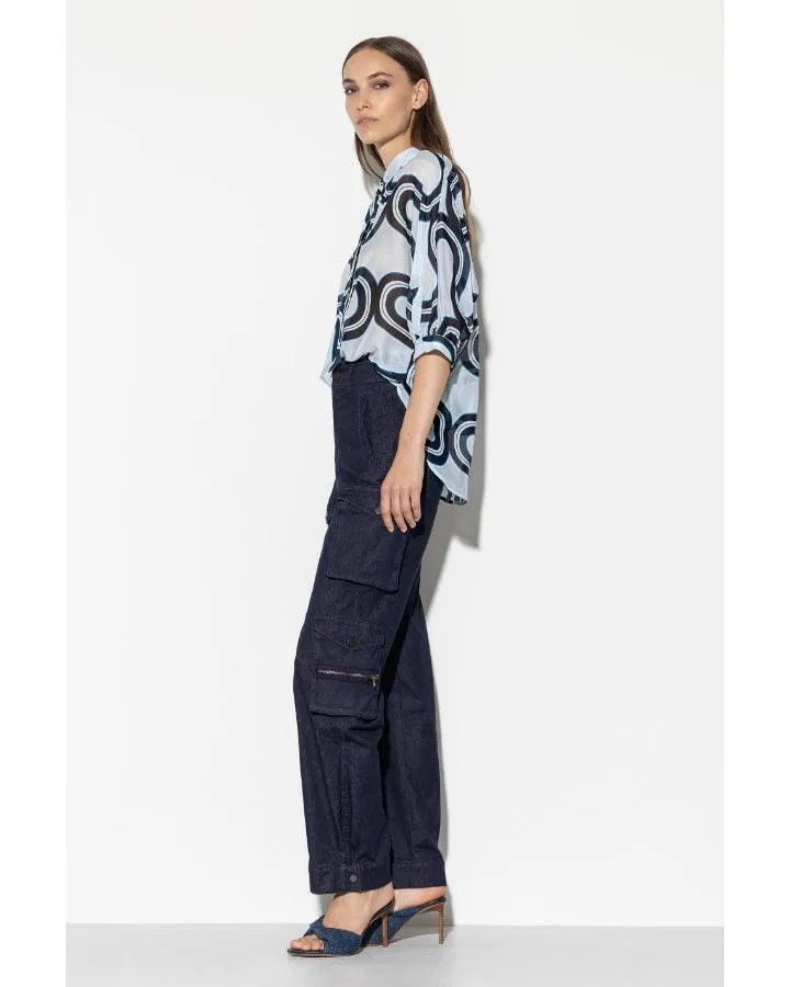 Luisa Cerano Wave Print Kimono Blouse