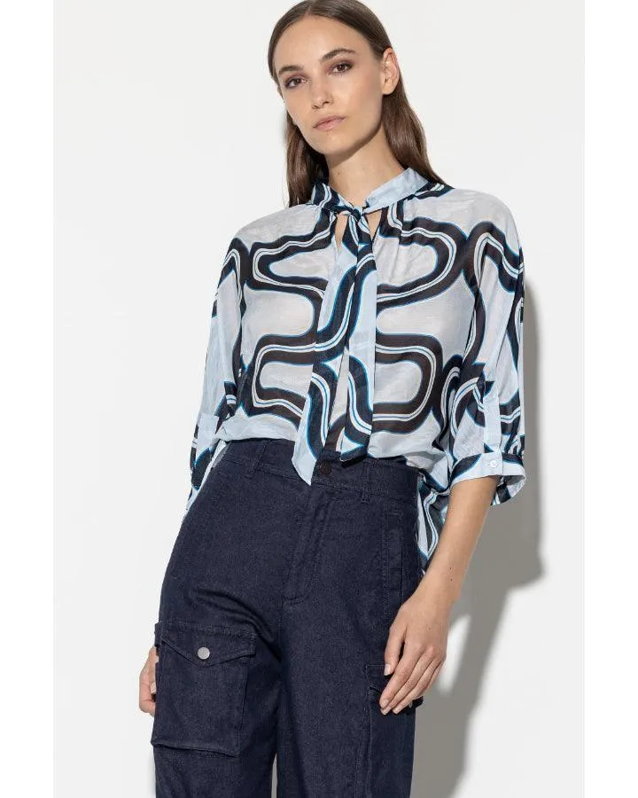 Luisa Cerano Wave Print Kimono Blouse