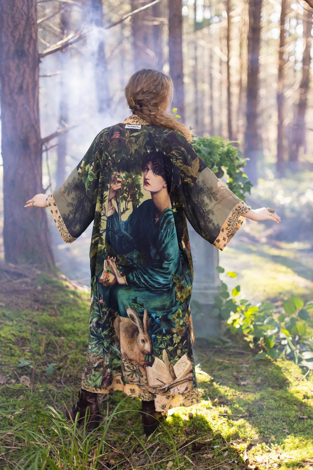 Market Of Stars Bella Notte Bamboo Kimono Duster Robe with Rabbit and Moon - Preorder Ships August 1 - 30th