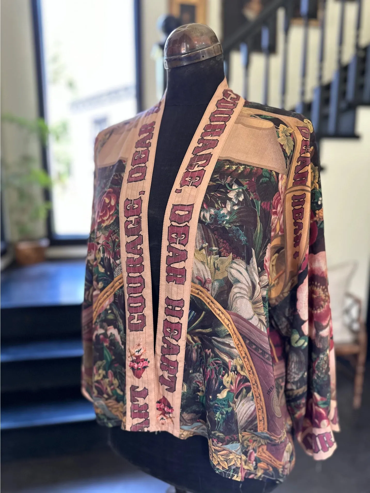 Market Of Stars Courage Dear Heart Cropped Bamboo Kimono with Sacred Heart - Preorder Ships August 1 - 30th