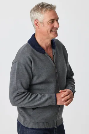 Men's Full Zip Jacket - Dusty Blue