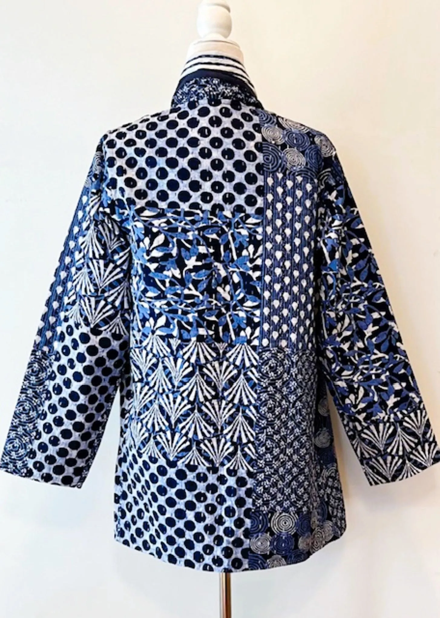 Miixed Print Blue Kantha Quilted And Fully Reversible. Smashing!