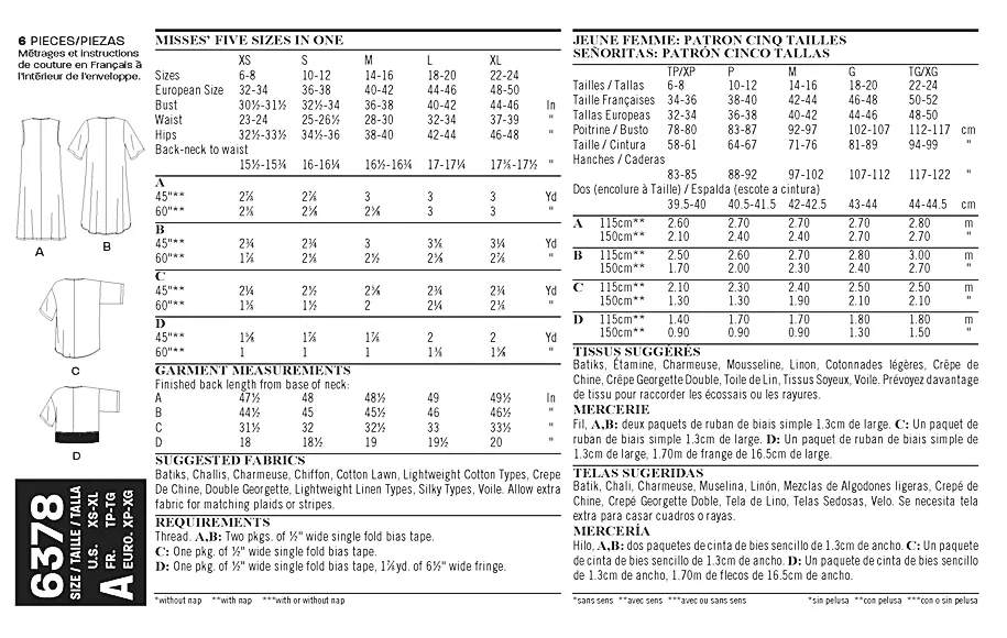 NL6378 Misses' Easy Kimonos with Length Variations